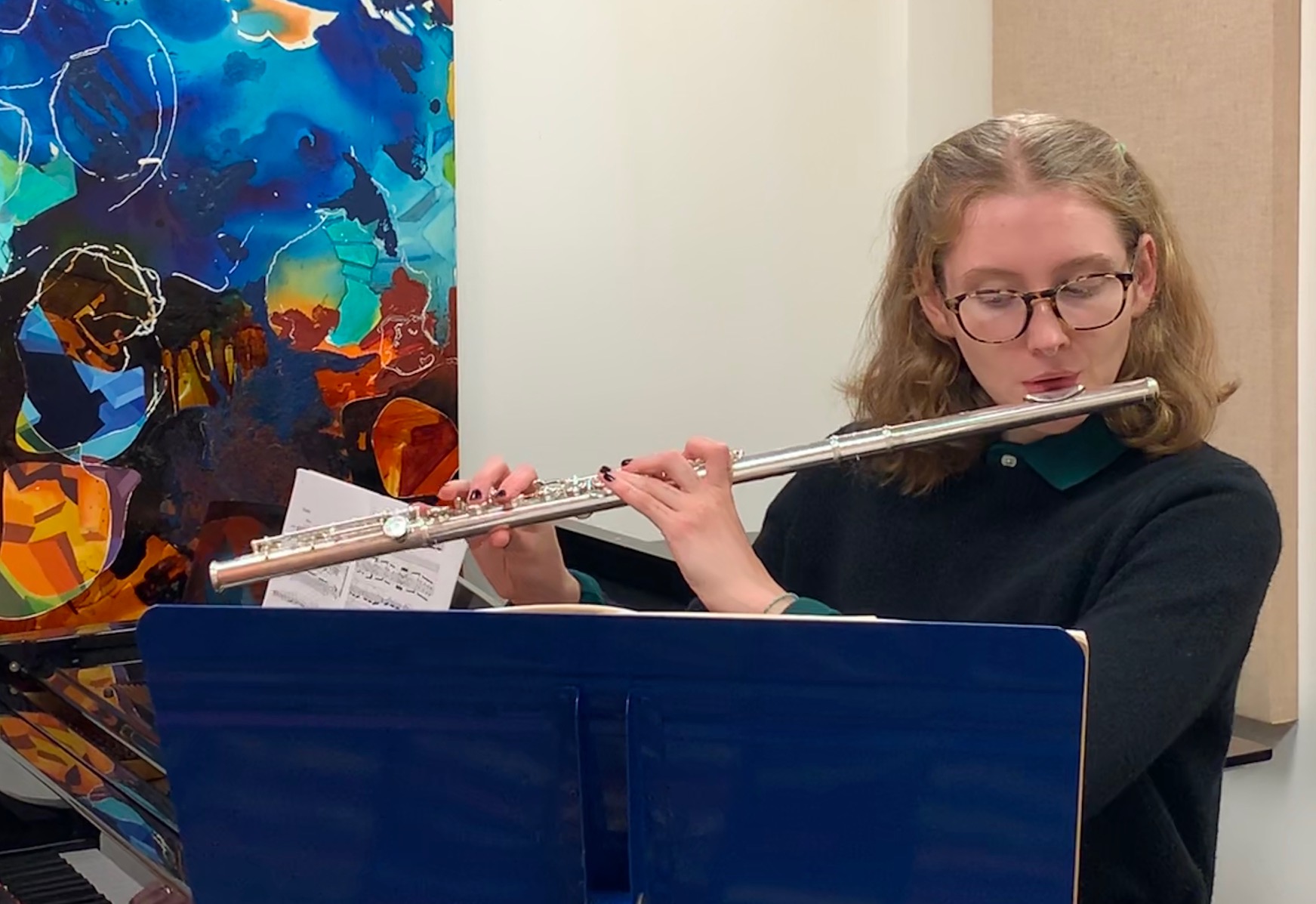 Student in a private flute lesson