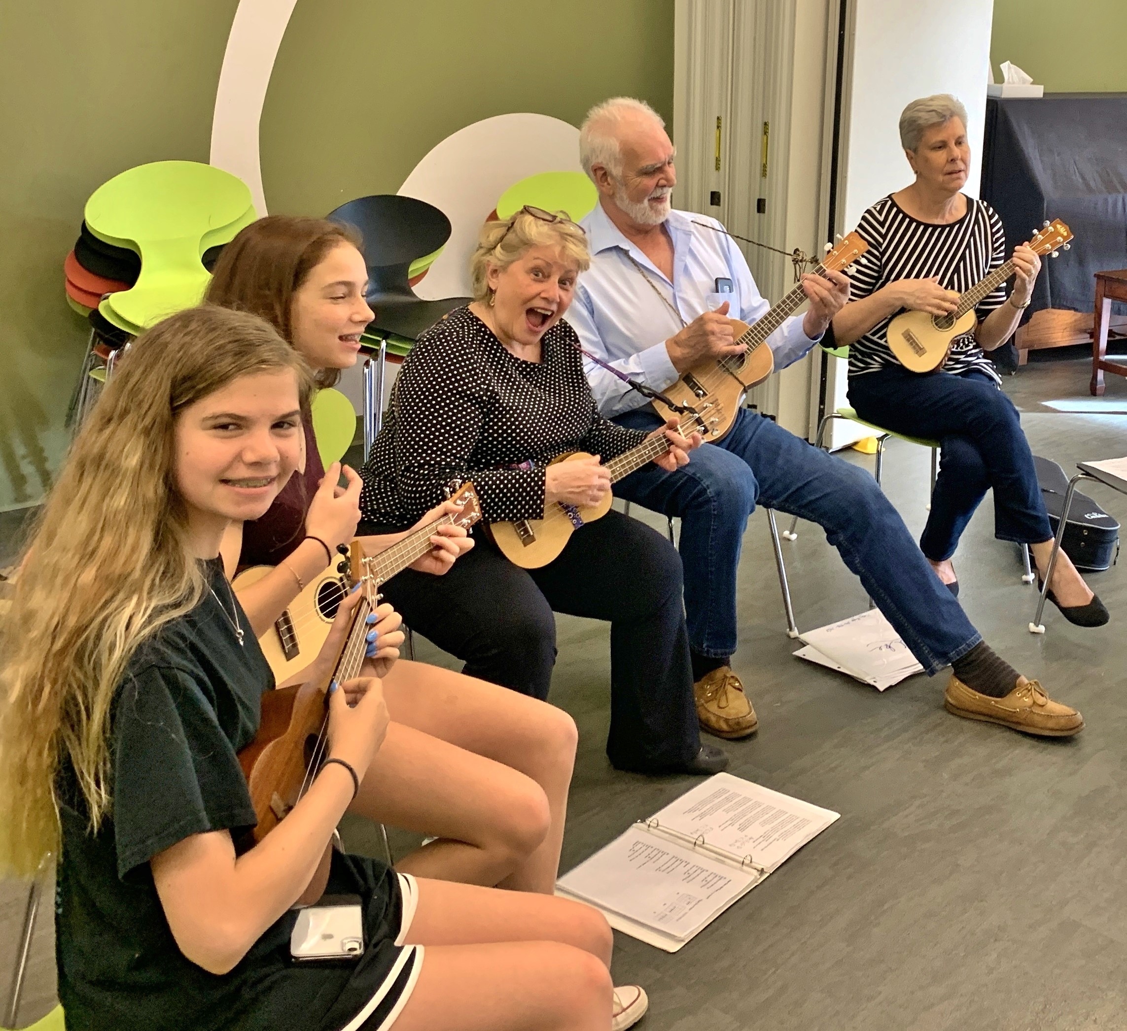 Students taking ukulele class at the Washington Conservatory of Music