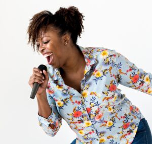 Woman vocalist singing