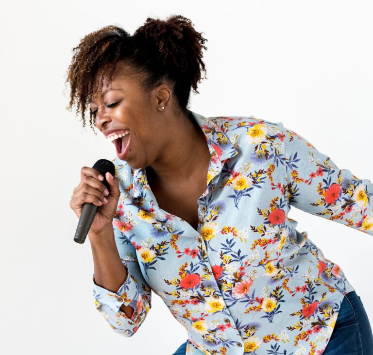 Woman vocalist singing